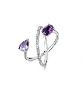 Anello Gioielli Fancy by Brosway in argento zirconi ametista misura 16 FMP134D