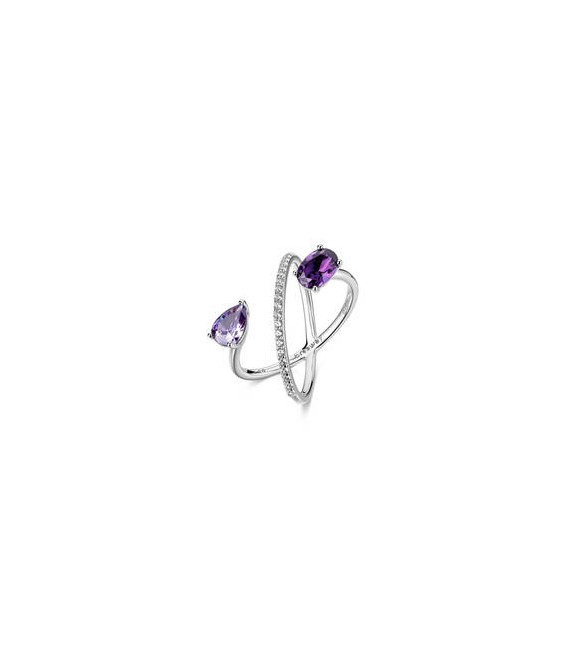 Anello Gioielli Fancy by Brosway in argento zirconi ametista misura 16 FMP134D