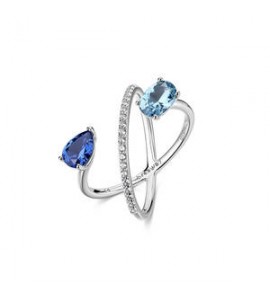 Anello Gioielli Fancy by Brosway in argento zirconi blu misura 14 FFB134C