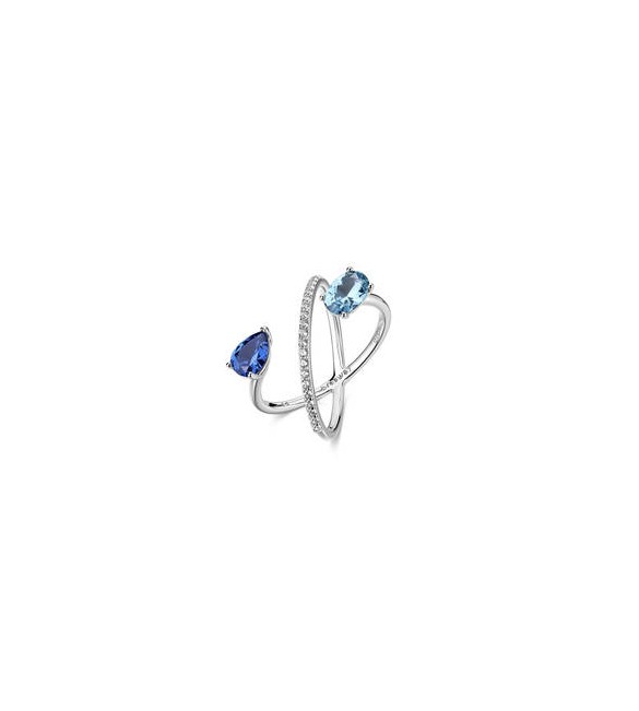 Anello Gioielli Fancy by Brosway in argento zirconi blu misura 14 FFB134C