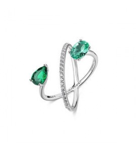 Anello Gioielli Fancy by Brosway in argento zirconi verdi misura 16 FLG153D