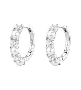 Orecchini Cerchietto Gioielli Fancy by Brosway in argento zircone e perla FIW176