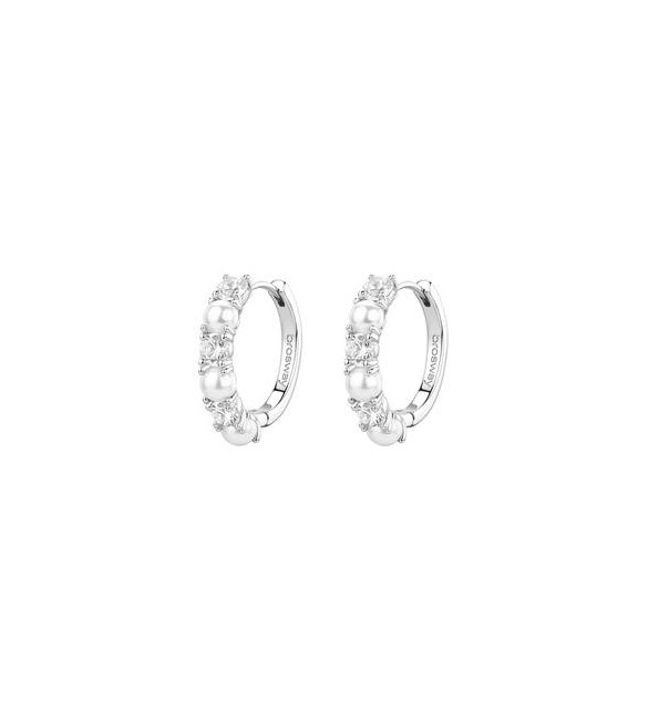 Orecchini Cerchietto Gioielli Fancy by Brosway in argento zircone e perla FIW176