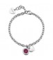 Bracciale Donna Gioielli S\'Agapò Lucky Light in acciaio con cuore e cristallo fucsia SKT62