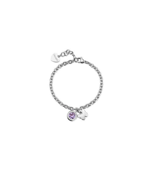 Bracciale Donna Gioielli S\'Agapò Lucky Light in acciaio con Farfalla e cristallo viola SKT61