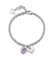 Bracciale Donna Gioielli S\'Agapò Lucky Light in acciaio con Farfalla e cristallo viola SKT61