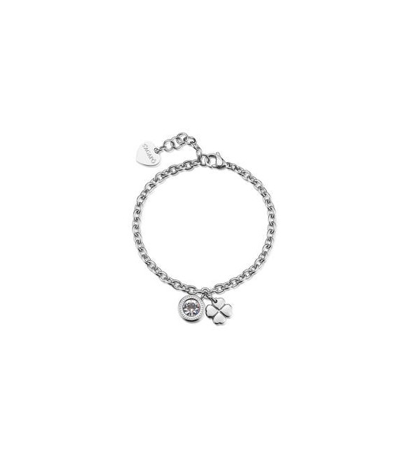 Bracciale Donna Gioielli S\'Agapò Lucky Light in acciaio con quadrifoglio e cristallo SKT58