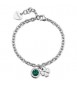 Bracciale Donna Gioielli S\'Agapò Lucky Light in acciaio con quadrifoglio e cristallo verde smeraldo SKT59