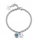 Bracciale Donna Gioielli S\'Agapò Lucky Light in acciaio con stella e cristallo acquamarina SKT60