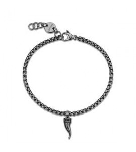 Bracciale Uomo Gioielli S\'Agapò Rogue in acciaio brunito catena e cornetto SRG41