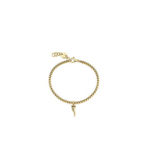 Bracciale Uomo Gioielli S\'Agapò Rogue in acciaio dorato catena e cornetto SRG42