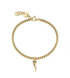 Bracciale Uomo Gioielli S\'Agapò Rogue in acciaio dorato catena e cornetto SRG42
