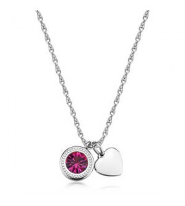 Collana Donna Gioielli S\'Agapò Lucky Light in acciaio con Cuore e cristallo fucsia SKT56