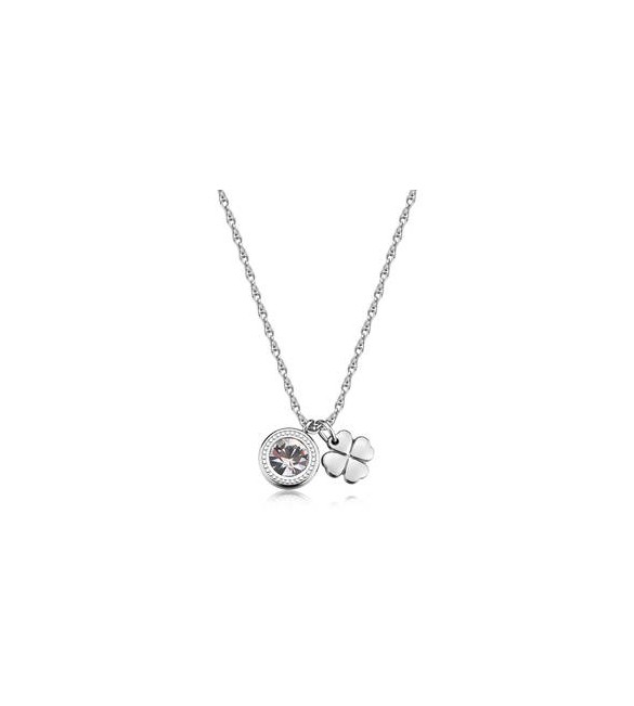 Collana Donna Gioielli S\'Agapò Lucky Light in acciaio con Quadrifoglio e cristallo SKT53