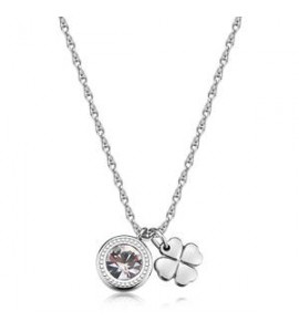 Collana Donna Gioielli S\'Agapò Lucky Light in acciaio con Quadrifoglio e cristallo SKT53