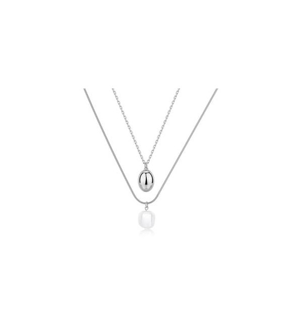 Collana Gioielli S\'agapò Wisdom in acciaio doppio filo con Perla SWI41