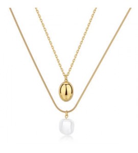 Collana Gioielli S\'agapò Wisdom in acciaio dorato doppio filo con Perla SWI42