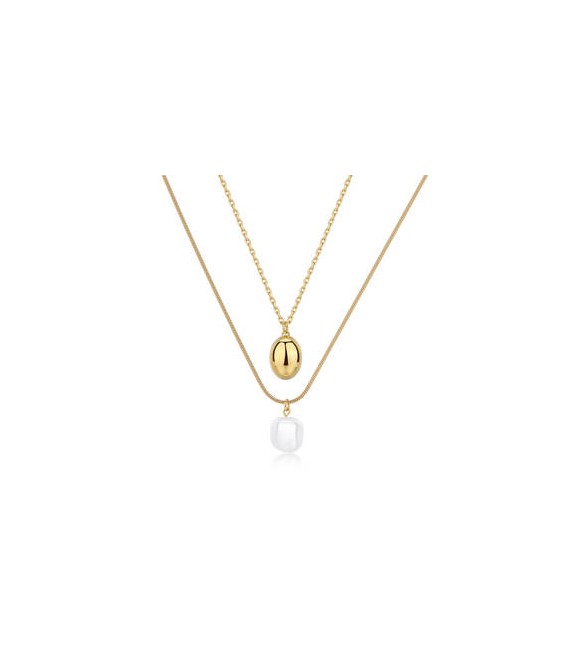 Collana Gioielli S\'agapò Wisdom in acciaio dorato doppio filo con Perla SWI42