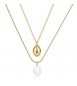 Collana Gioielli S\'agapò Wisdom in acciaio dorato doppio filo con Perla SWI42