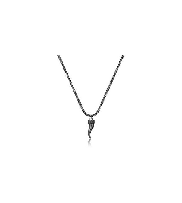 Collana Uomo Gioielli S\'Agapò Rogue in acciaio brunito catena e cornetto SRG38