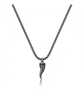 Collana Uomo Gioielli S\'Agapò Rogue in acciaio brunito catena e cornetto SRG38