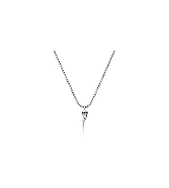 Collana Uomo Gioielli S\'Agapò Rogue in acciaio catena e cornetto SRG37