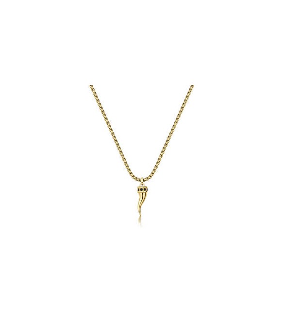 Collana Uomo Gioielli S\'Agapò Rogue in acciaio dorato catena e cornetto SRG39
