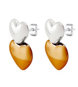 Orecchini Donna Gioielli S\'Agapò Stellar in acciaio Cuori dorato SSE63