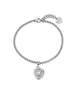 Bracciale Gioielli S\'Agapò Feelings in acciaio con cuore satinato personalizzabile sfe44