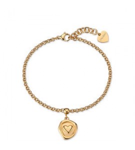 Bracciale Gioielli S\'Agapò Feelings in acciaio dorato con cuore satinato personalizzabile sfe45