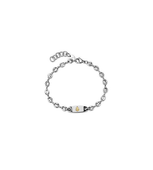 Bracciale Gioielli S\'Agapò Titan in acciaio con targa ancora STI24