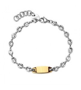 Bracciale Gioielli S\'Agapò Titan in acciaio con targa dorata personalizzabile STI21