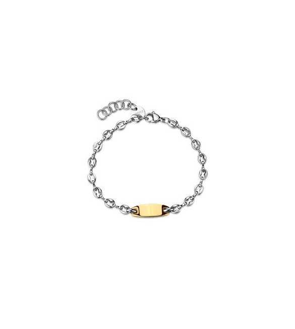 Bracciale Gioielli S\'Agapò Titan in acciaio con targa dorata personalizzabile STI21