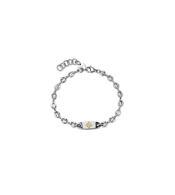 Bracciale Gioielli S\'Agapò Titan in acciaio con targa rosa dei venti STI23