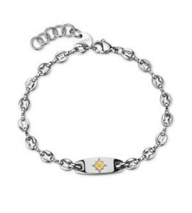 Bracciale Gioielli S\'Agapò Titan in acciaio con targa rosa dei venti STI23