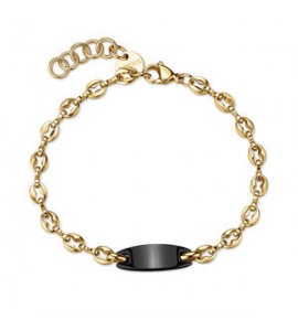 Bracciale Gioielli S\'Agapò Titan in acciaio dorato con targa brunita personalizzabile STI22