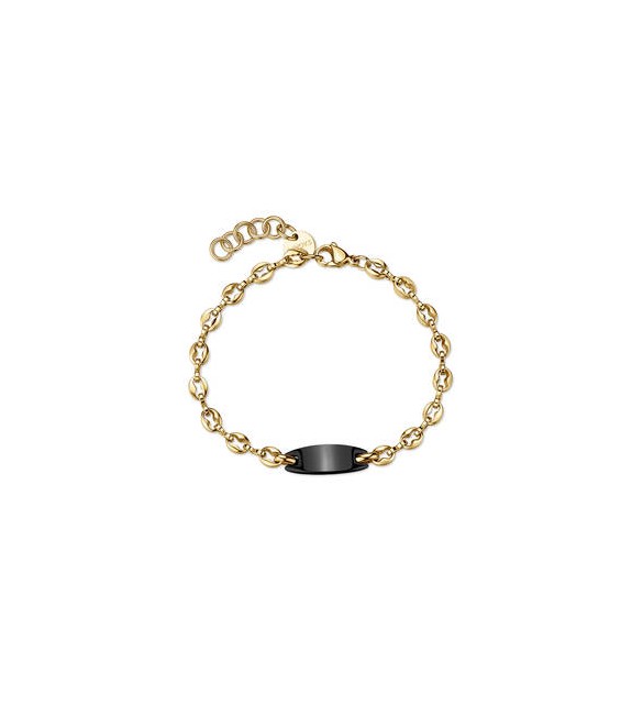 Bracciale Gioielli S\'Agapò Titan in acciaio dorato con targa brunita personalizzabile STI22
