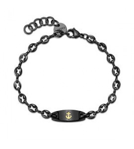 Bracciale Gioielli S\'Agapò Titan in acciaio nero con targa ancora STI25