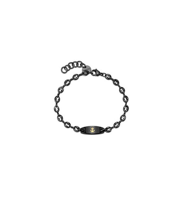 Bracciale Gioielli S\'Agapò Titan in acciaio nero con targa ancora STI25