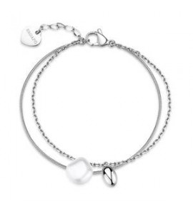 Bracciale Gioielli S\'Agapò Wisdom in acciaio doppio filo con Perla SWI45