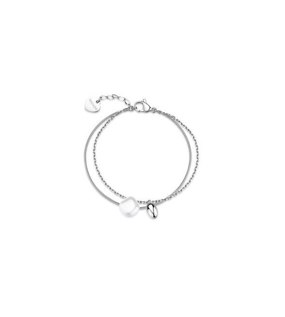 Bracciale Gioielli S\'Agapò Wisdom in acciaio doppio filo con Perla SWI45