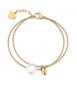 Bracciale Gioielli S\'Agapò Wisdom in acciaio dorato doppio filo con Perla SWI46