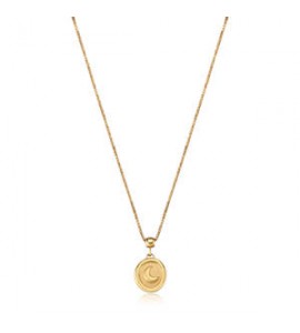Collana Gioielli S\'Agapò Feelings in acciaio dorato con luna satinata personalizzabile sfe41