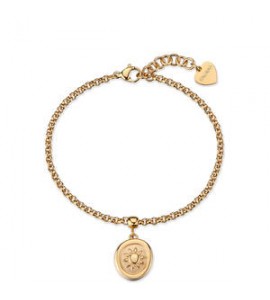 Collana Gioielli S\'Agapò Feelings in acciaio dorato con sole satinato personalizzabile sfe49