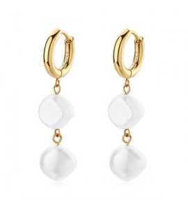 Orecchini Gioielli S\'Agapò Wisdom pendenti in acciaio dorato con Perle SWI48