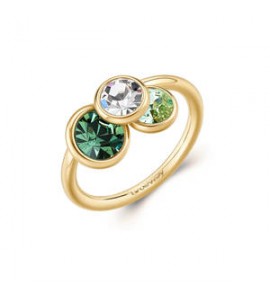 Anello Gioielli Brosway Symphonia in acciaio dorato e cristalli chrysolite mis 16 BYM219C