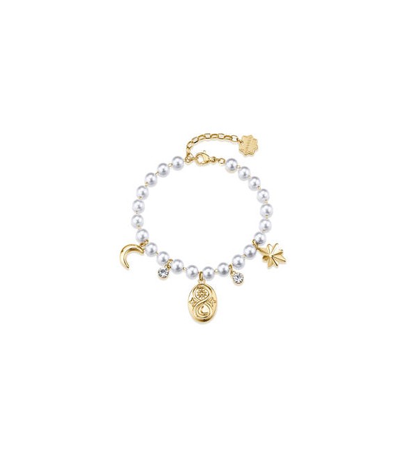 Bracciale Donna Gioielli Brosway Chakra in acciaio dorato infinito e perle BHKB295