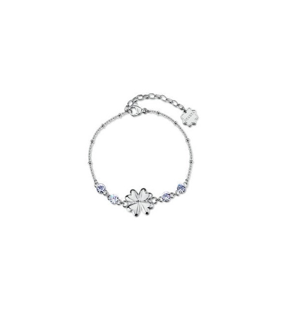 Bracciale Donna Gioielli Brosway Chakra in acciaio quadrifoglio e cristalli BHKB286