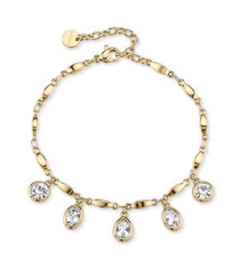 Bracciale Gioielli Brosway Symphonia in acciaio dorato e cristalli bianchi BYM209