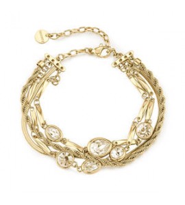 Bracciale multifilo Gioielli Brosway Symphonia in acciaio dorato e cristalli bianchi BYM211